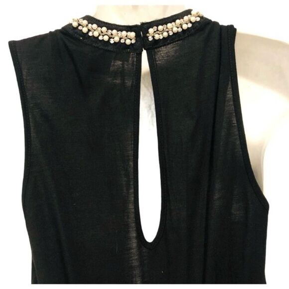 Sans Souci Black Pearl Neck Embellished Jumpsuit Small - Picture 2 of 4
